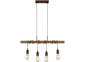 5053423138107 - - Retro Decken Hänge Lampe Holz Balken Pendel Leuchte Wohn Zimmer Beleuchtung 4874-4BR