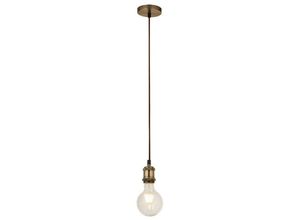 5053423140759 - Antique Brass 1 Light Cable Suspension mit 15 m braunem Textilkabel - Searchlight