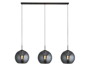 5053423150840 - Amsterdam - 3 Light Matt Black Bar Deckenanhänger Runde Smokey Glass Shades - Searchlight