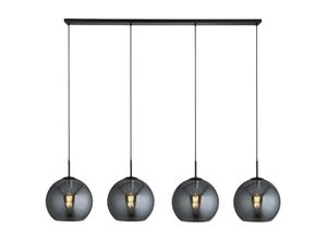 5053423150857 - Amsterdam - 4 Light Matt Black Bar Deckenanhänger Runde Smokey Glass Shades - Searchlight