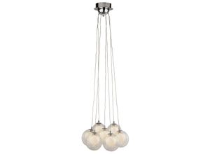 5053423159966 - Cluster - 7 Light Led Ball Deckenanhänger - Chrom Glas & Kristall Sandkugeln - Searchlight