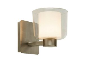 5053423167428 - Suchscheinwerfer Badezimmer 1 Licht Satin Nickel Wandleuchte mit klarem Glas und weißem Innen Ip44