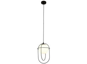 5053423167510 - Hängeleuchte Esszimmerlampe Pendelleuchte Stahl schwarz Glaskugel weiß 1x E27