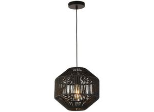 5053423171593 - Suchscheinwerfer Wicker 1 Light Pendant Black Wicker