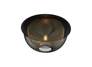 5053423174280 - Searchlight - Suchscheinwerfer Honeycomb 1 Light Double Layered Mesh Flush Fitting - Schwarz außen mit Gold innen