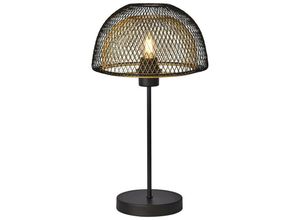 5053423174310 - - Suchscheinwerfer Honeycomb 1 Light Double Layered Mesh Tischlampe - Schwarz außen mit Gold innen