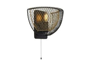 5053423174389 - Suchscheinwerfer Honeycomb 1 Light Double Layered Mesh Wandleuchte - Schwarz außen mit Gold innen