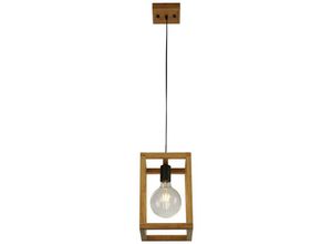 5053423189338 - Square Geflochtener Bambus-Holz-1-Licht-Anhänger