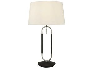 5053423192826 - Jazz 1 leichte Tischlampe Satin-Silber und Schwarz weißer Samt-Schirm-Zugschalter - Searchlight