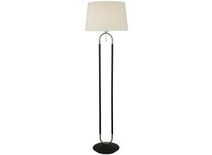 5053423192840 - Searchlight Lighting - Searchlight Jazz 1-flammige Stehlampe Satin-Silber und Schwarz weißer Samt-Schirm-Zugschalter