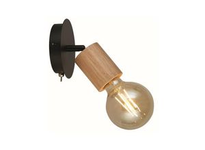 5053423228174 - - Spinny Spotlight Wandleuchte – Holz & schwarzes Metall