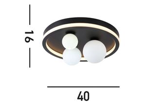 5053423274362 - LED-Deckenleuchte Trident schwarz Ø 40 cm Stahl Opalglas 5053423274362 - LED-Deckenleuchte Trident schwarz Ø 40 cm Stahl Opalglas