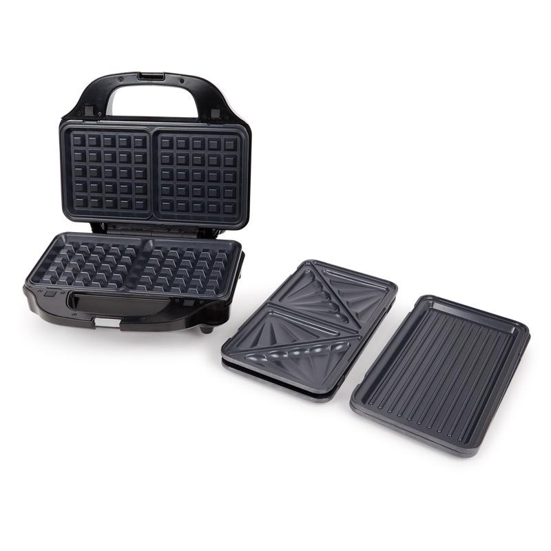 5054061474060 - - XL 3-in-1 Antihaft-Waffel-Toast-Sandwich-Panini-Maker - Schwarz