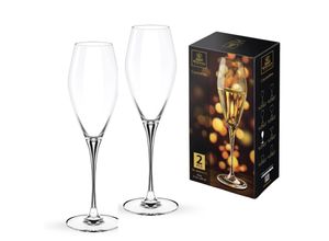 5054428880503 - Elegantes Kristall-Champagnerflöten-Set 2 Stück – Hochwertiges Kristallglas 290 ml 100 % bleifrei in Geschenkbox