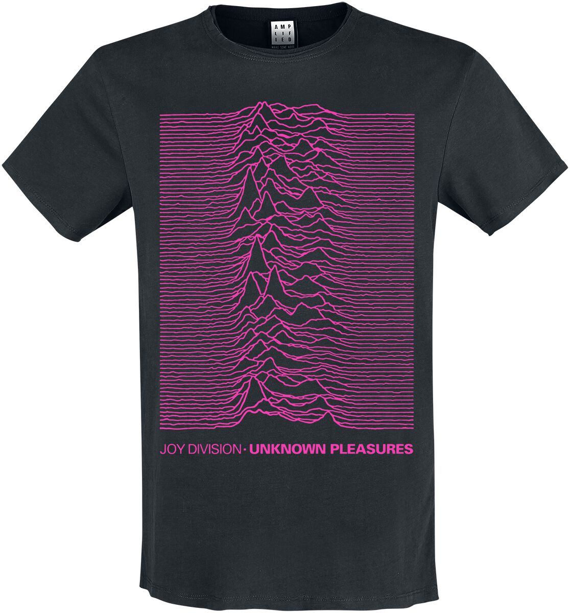 5054488908759 - Amplified Collection - Unknown Pleasures Neon Pink T-Shirt charcoal in S