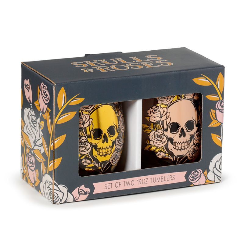 5055071741098 - Tischglas Skulls & Roses (x2)