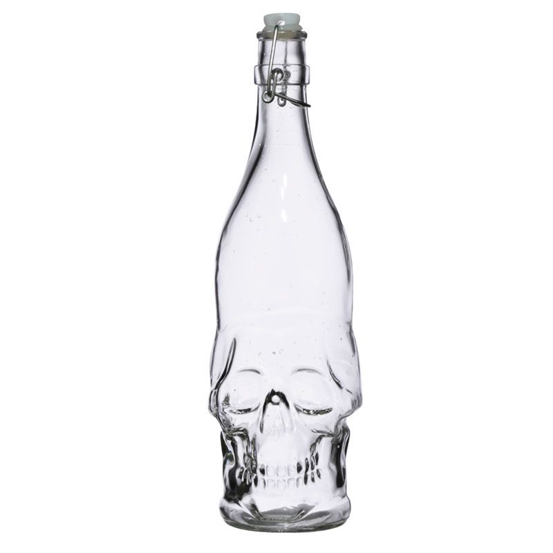 5055071757044 - Trinkflasche aus Glas in Form eines Schädels Puckator