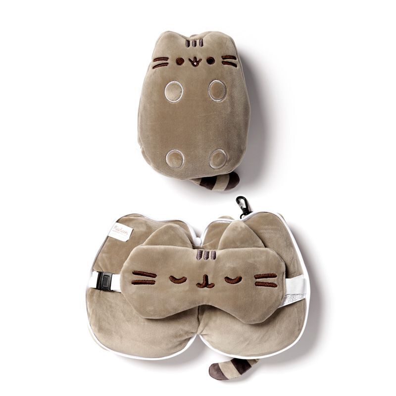 5055071771033 - Reisekissen Katze Restazz Pusheen Plüschtier 2-in-1 mit Augenmaske Puckator