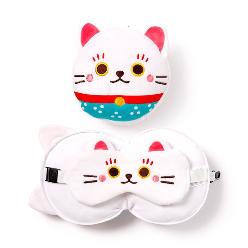 5055071779305 - 2in1-Reisekissen mit Augenmaske maneki Neko Chat Portebonheur