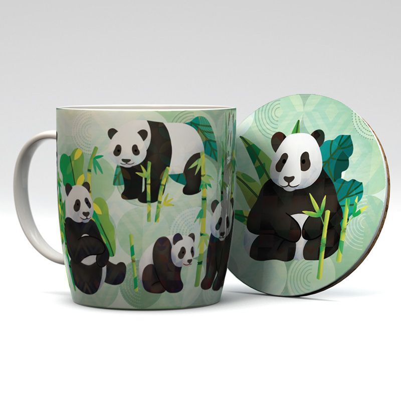 5055071786402 - Tasse und Untersetzer aus Porzellan Panda Kingdom