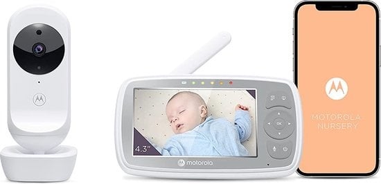 5055374710210 - Motorola VM44 Connect Baby Monitor - Babyfoon met Camera - Wi-Fi - met App - HD Videostreaming - 2 Weg Communicatie - Infrarood Nachtzicht - Bereik tot 300 M - Wit