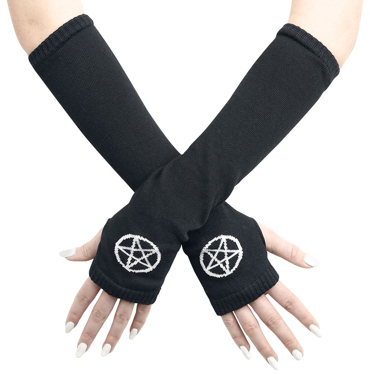 5055419674125 - Pentagram Gloves Stulpen schwarz weiß