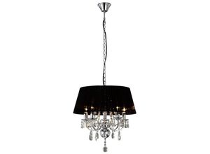 5055487401920 - Inspired Diyas - Olivia - Deckenanhänger mit schwarzem Farbton 5 Licht poliertes Chrom Kristall