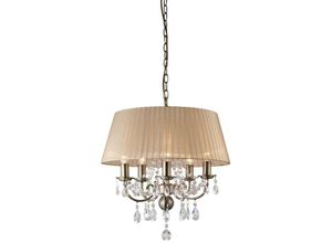 5055487401944 - Inspired Lighting - Inspired Diyas - Olivia - Deckenanhänger mit weichem Bronzeton 5 Licht Antik Messing Kristall