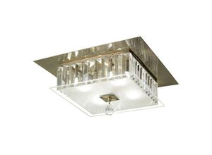 5055487403191 - Inspired Diyas - Tosca - Flush Ceiling Square 4 Licht Antik Messing Glas Kristall