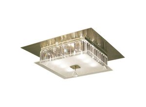 5055487403207 - Inspired Diyas - Tosca - Flush Ceiling Square 6 Licht Antik Messing Glas Kristall