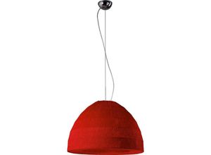 5055487405805 - Inspired Lighting - Inspired Domo Pendelleuchte mit 3 Leuchten E27 poliertes Chrom roter Stoffschirm