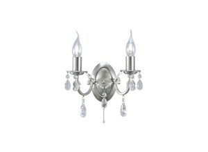 5055487411462 - Inspired Lighting - Inspired Diyas - Kyra - Wandleuchte geschaltet 2 Kerzenlicht Satin Nickel Kristall