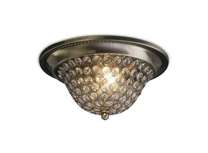 5055487415200 - Inspired Lighting - Inspired Diyas - Paloma - Flush Bowl Decke Small 2 Light Antik Messing Kristall