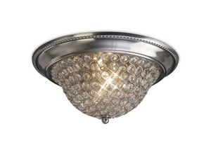 5055487415248 - Inspired Lighting - Inspired Diyas - Paloma - Flush Bowl Decke Medium 2 Light Satin Nickel Kristall