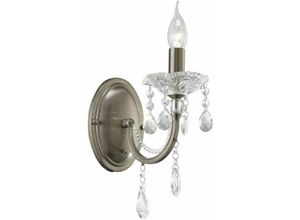 5055487418003 - Inspired Lighting - Inspired Diyas - Leana - Wandleuchte geschaltet 1 Kerzenlicht Satin Nickel Kristall