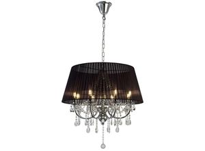 5055487418973 - Inspired Lighting - Inspired Diyas - Olivia - Deckenanhänger mit schwarzem Schatten 8 hell poliertes Chrom Kristall