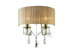 5055487419086 - Inspired Lighting - Inspired Diyas - Olivia - Wandleuchte mit weichem Bronzeschatten 2 Licht Antik Messing Kristall geschaltet