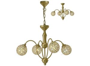 5055487419451 - Inspired Lighting - Inspired Diyas - Apollo - Deckenanhänger   Semi Flush Decke 4 Light Satin Messing Kristall