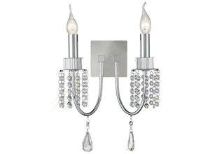 5055487423120 - Inspired Lighting - Inspired Diyas - Emily - Wandleuchte geschaltet 2 Kerzenlicht poliert Chrom Kristall