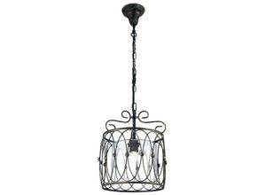 5055487424257 - Inspired Lighting - Inspired Diyas - Malcolm - Caged Ceiling Pendant 1 Light E27 Schwarz Gold mit Klarglas