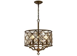 5055487424950 - Inspired Lighting - Inspired Diyas - Indie - Zylindrischer Deckenanhänger 4 Licht E14 Mokka Teak beschichteter Kristall