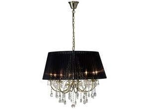 5055487426619 - Inspired Lighting - Inspired Diyas - Olivia - Deckenanhänger mit schwarzem Schatten 8 hellem antikem Messing Kristall