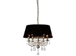5055487426770 - Inspired Lighting - Inspired Diyas - Olivia - Deckenanhänger mit Black Shade 5 Light Antik Messing Kristall