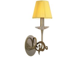 5055498601517 - Inspired Lighting - Inspired Mantra Acanto Wandleuchte mit Schalter 1 Licht E14 antikes Messing mit bernsteinfarbenem cremefarbenem Schirm