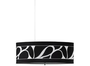 5055498604679 - Inspired Mantra Manhattan Lineare Pendelleuchte groß 3-flammig L1 SGU10 poliertes Chrom Milchglas mit schwarz gemustertem Schirm