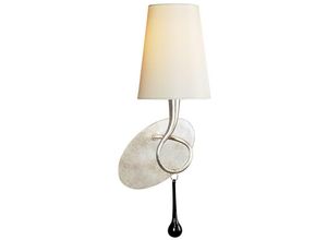 5055498608776 - Inspired Lighting - Inspired Mantra Fusion Paola Paola Wandleuchte 1 Licht E14 silberfarben lackiert mit cremefarbenem Schirm und schwarzen