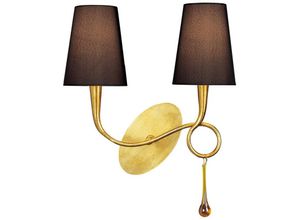 5055498608851 - Inspired Lighting - Inspired Mantra Fusion Paola Paola Wandleuchte 2-flammig E14 goldfarben lackiert mit schwarzen Schirmen und bernsteinfarbenen