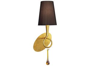 5055498608882 - Inspired Lighting - Inspired Mantra Paola Wandleuchte schaltbar 1 Licht E14 goldfarben lackiert mit schwarzem Schirm und bernsteinfarbenen