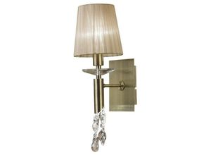 5055498609742 - Inspired Lighting - Inspired Mantra - Tiffany - Wandleuchte geschaltet 1 + 1 Licht E14 + G9 Antik Messing mit weichem Bronzeschatten & klarem