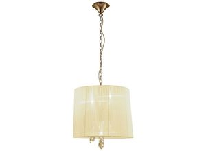 5055498609827 - Inspired Lighting - Inspired Mantra Fusion Tiffany Tiffany-Anhänger 3+3-flammig E14+G9 französisches Gold mit cremefarbenem Schirm und klarem